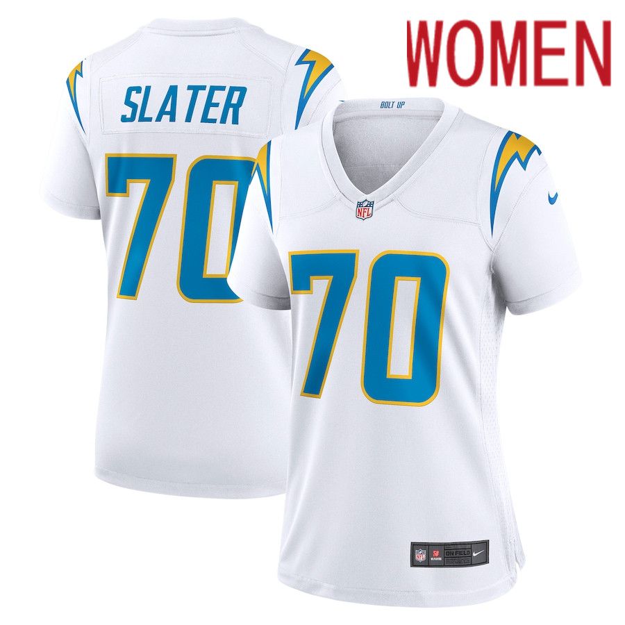 Cheap Women Los Angeles Chargers 70 Rashawn Slater Nike White Game NFL Jersey